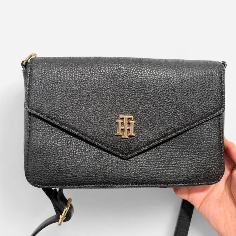 Tommy Hilfiger Black Crossbody Bag with Gold Logo